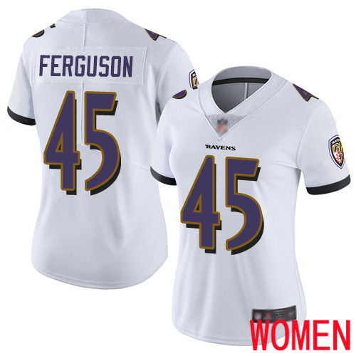 Baltimore Ravens Limited White Women Jaylon Ferguson Road Jersey NFL Football #45 Vapor Untouchable->women nfl jersey->Women Jersey